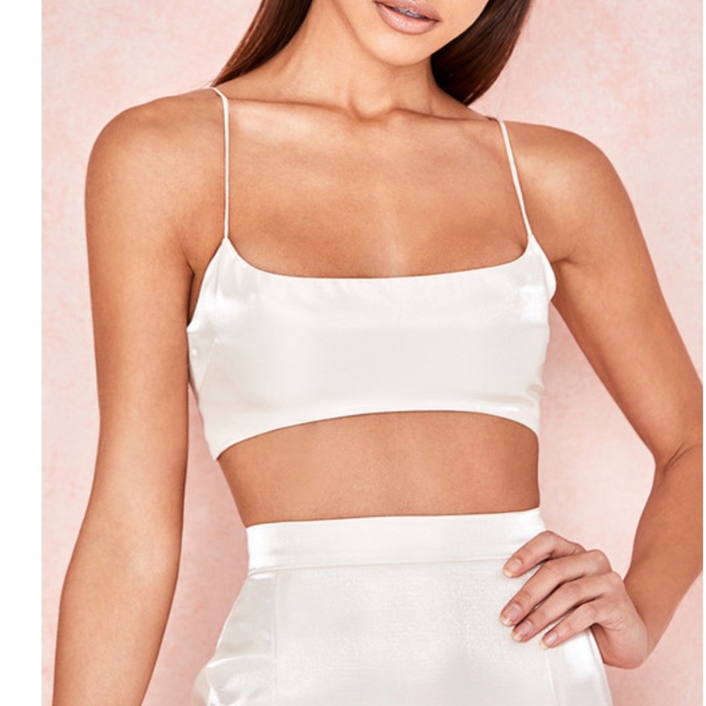 Sparkly Glass Fabric Ivory Strappy Top